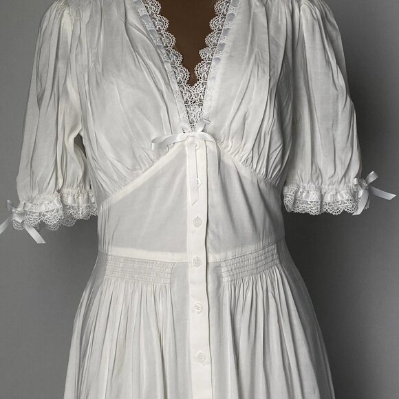 Reformation Women’s Ketra Slim Fit V-Neck Midi Dress Ivory - Picture 15 of 16